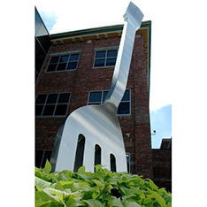large fork stainless steel brushed sculpture